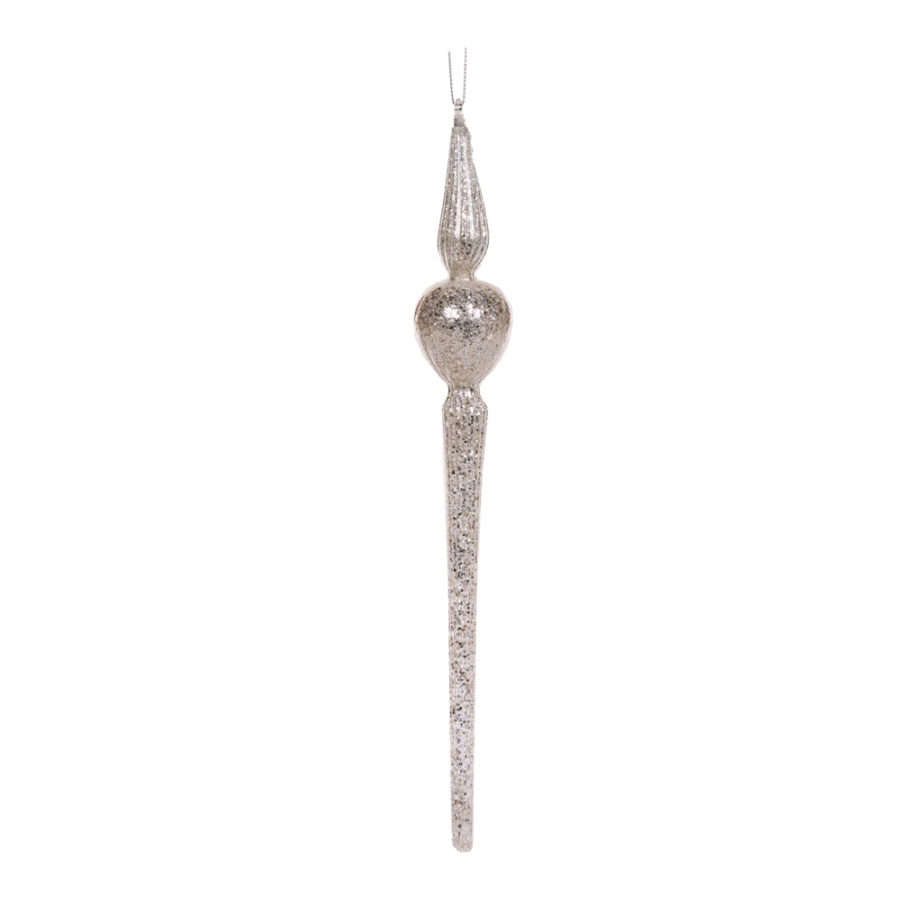 Holly & Ivy Glass Christmas Decoration Silver Finial
