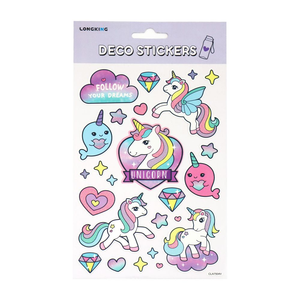 Deco Sparkly Unicorn Pastels Stickers