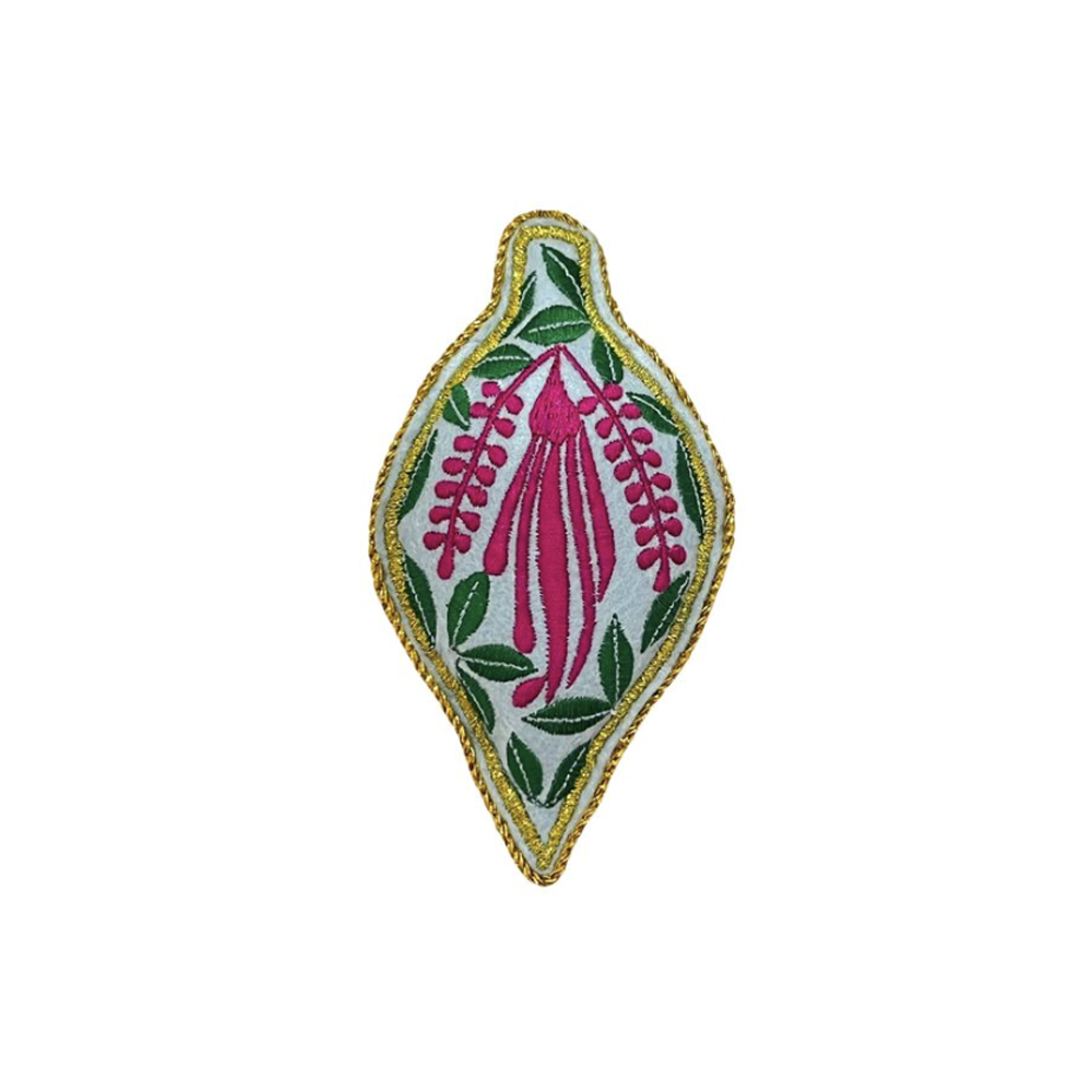 Embroidered Christmas Decoration Kowhai Pink