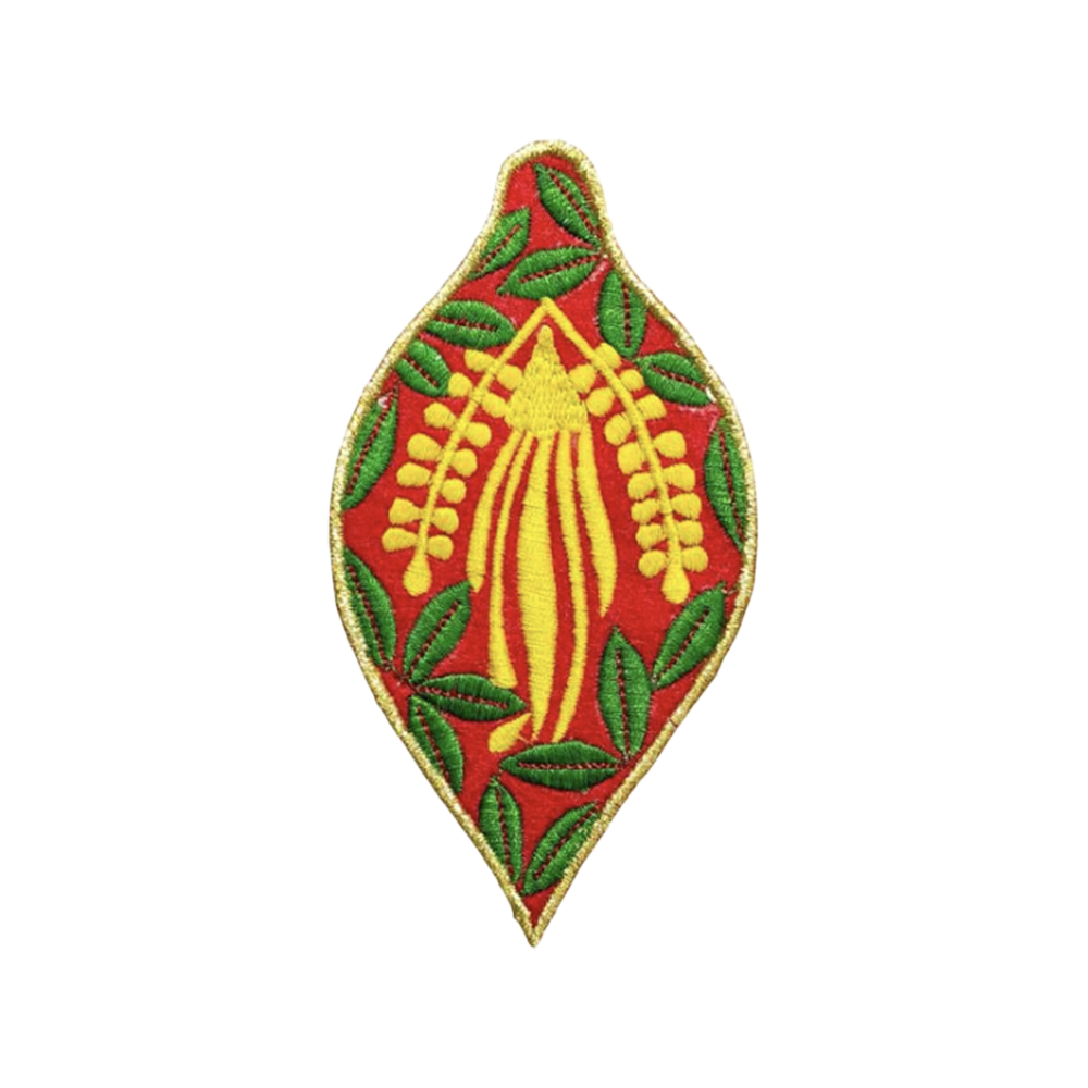 Embroidered Christmas Decoration Kowhai Yellow