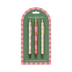 Designworks Ink Adopo Pens Set of 3 Flower Stripe Lemon