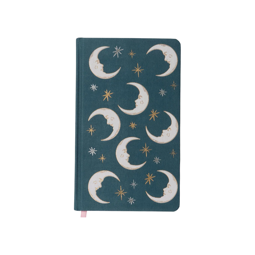 Designworks Ink Celestial Bookcloth Journal Teal Moon