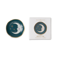 Designworks Ink Ceramic Celestial Trinket Dish Teal Moon