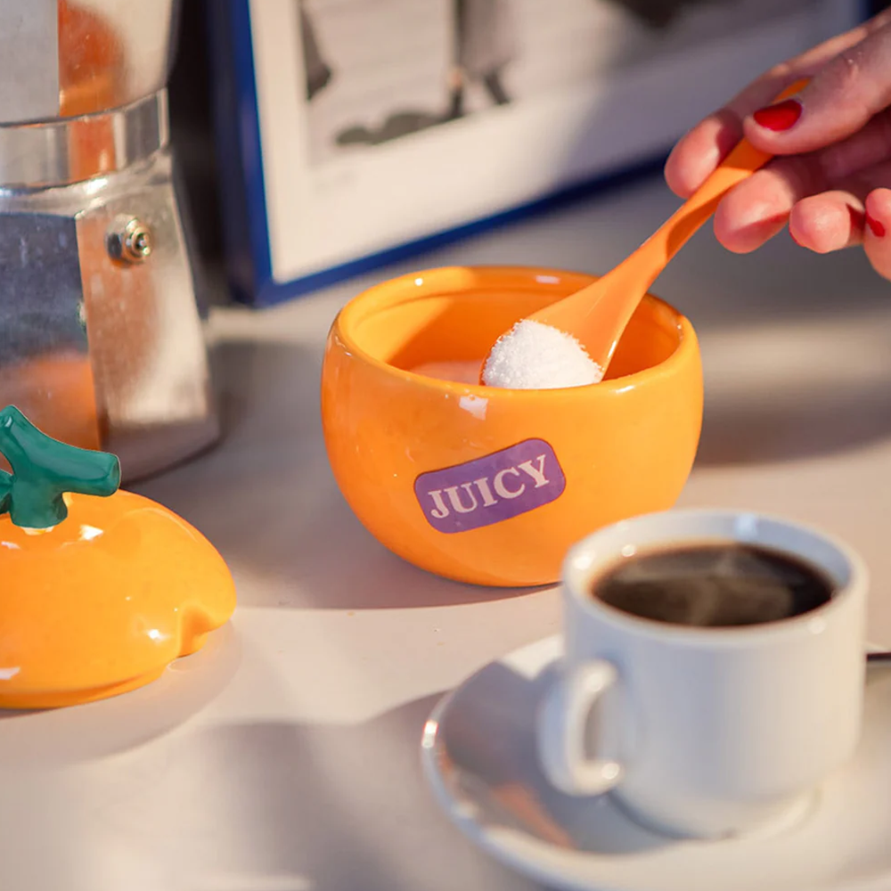 Doiy Farmers Market Ceramic Sugar Bowl Orange