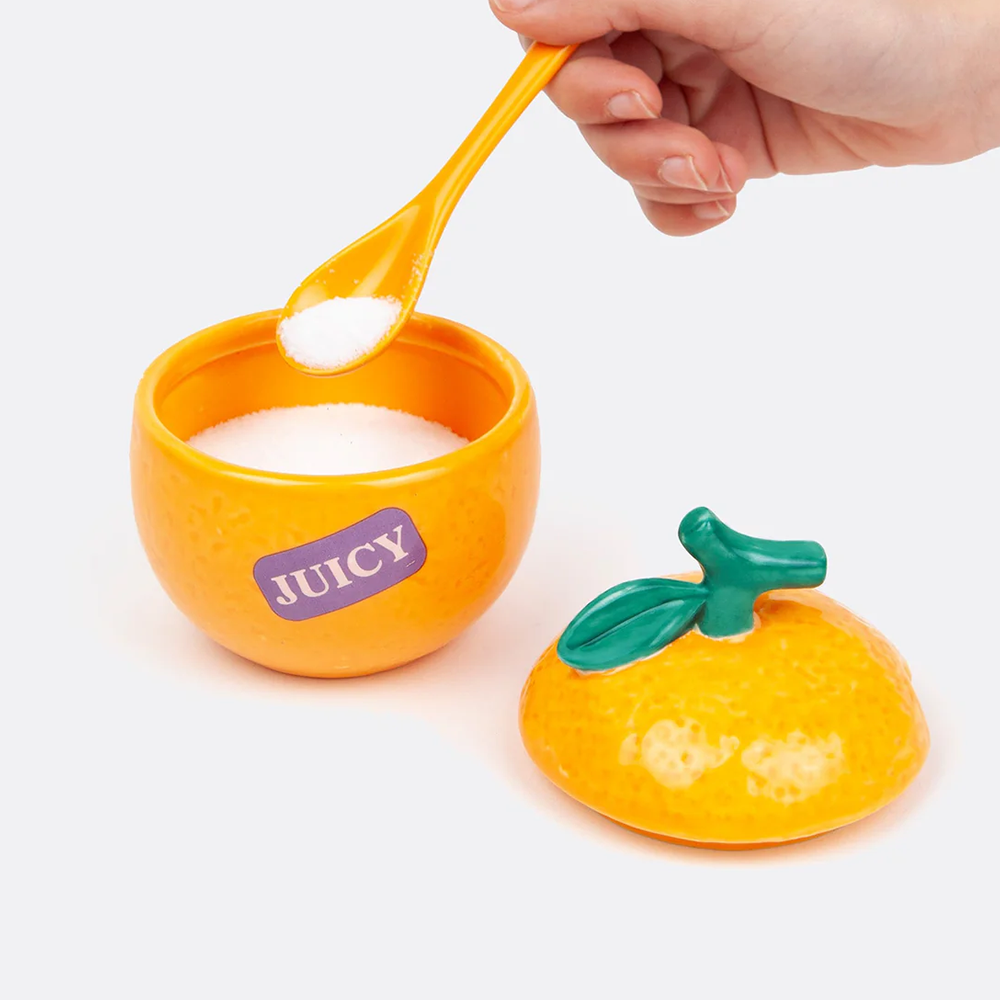 Doiy Farmers Market Ceramic Sugar Bowl Orange