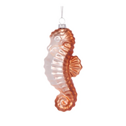 Holly & Ivy Glass Christmas Decoration Elegant Orange Seahorse
