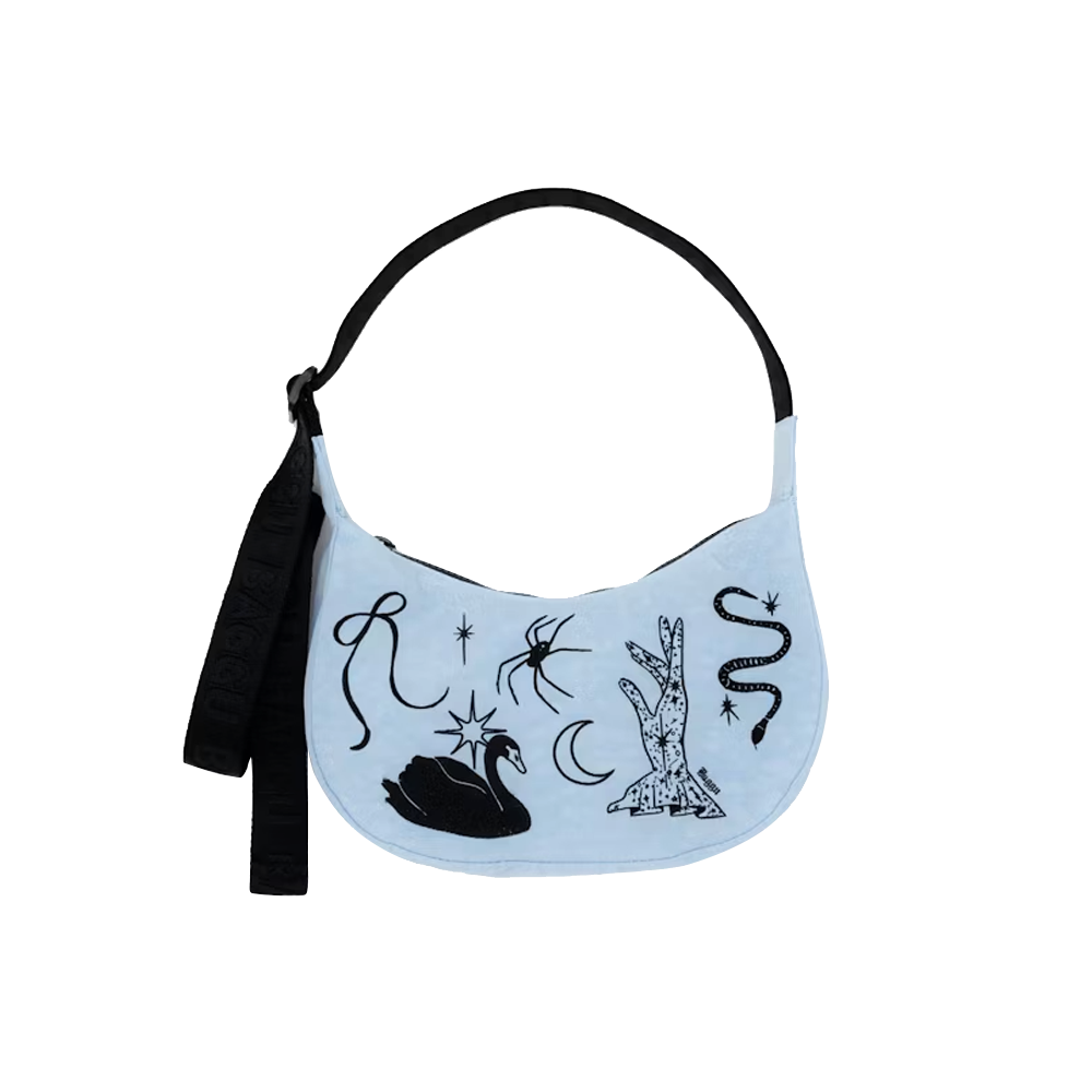 Baggu Medium Nylon Crescent Bag Embroidered Ballet Icons