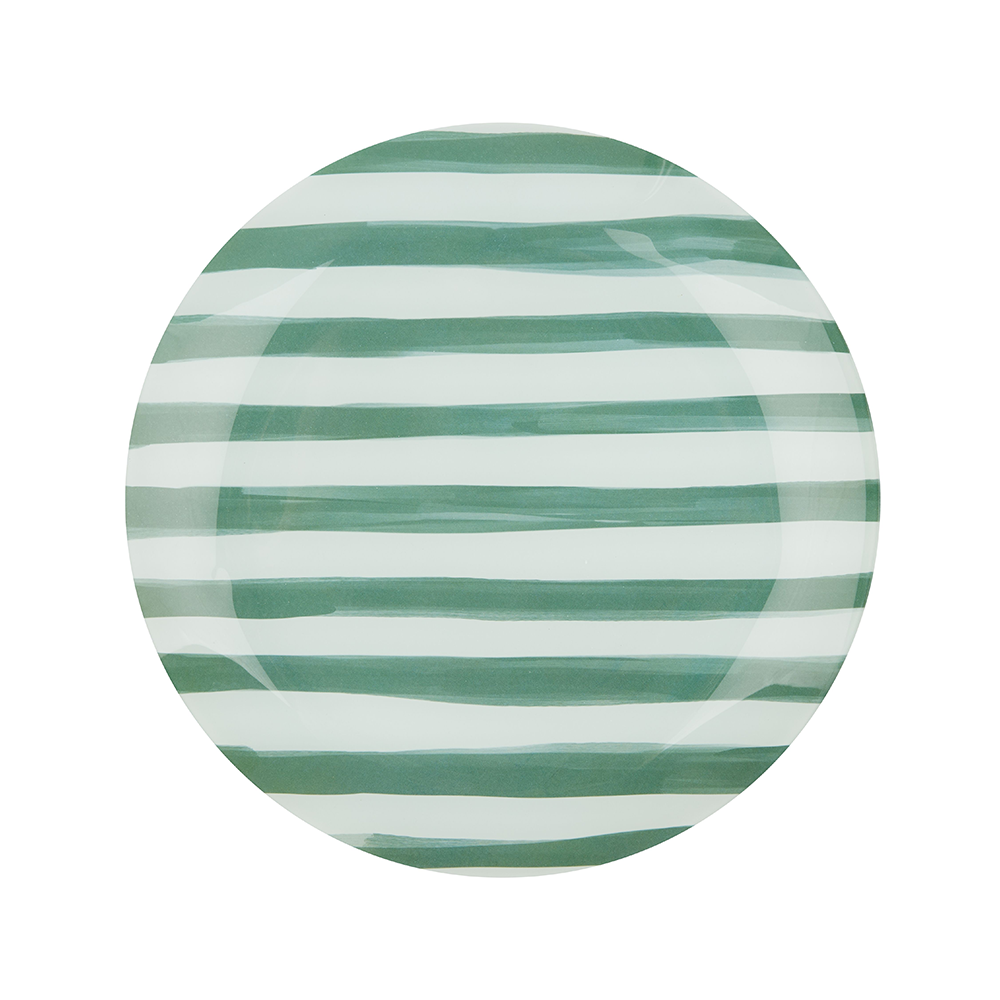 Emporium Large Lulu Glass Plate Green Stripe