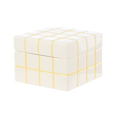 Emporium Lulu Ceramic Box Yellow Grid Small