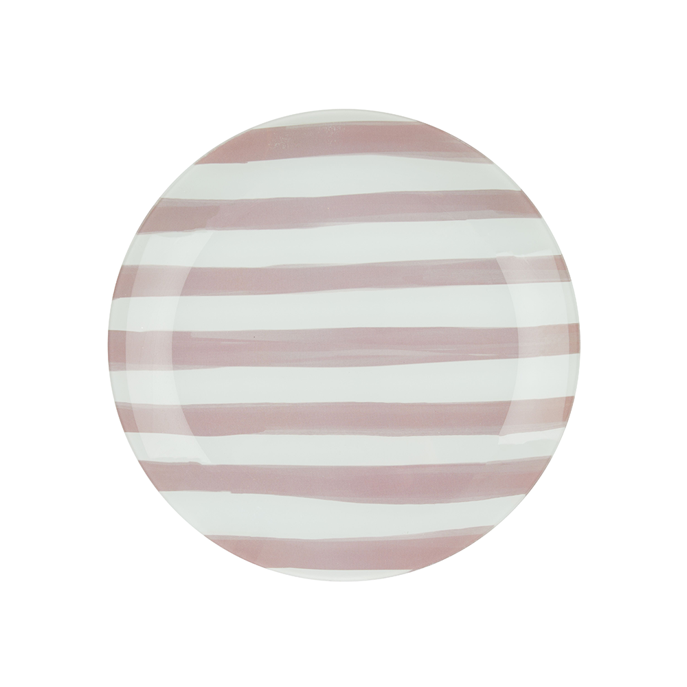 Emporium Medium Lulu Glass Plate Pink Stripe