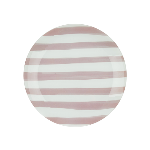 Emporium Medium Lulu Glass Plate Pink Stripe