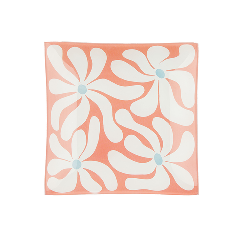 Emporium Small Lulu Glass Plate Red Flower