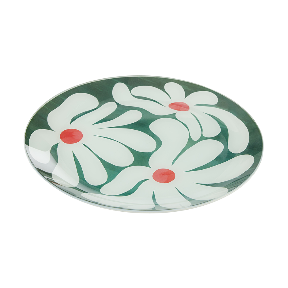 Emporium Extra Large Lulu Glass Plate Green Flower