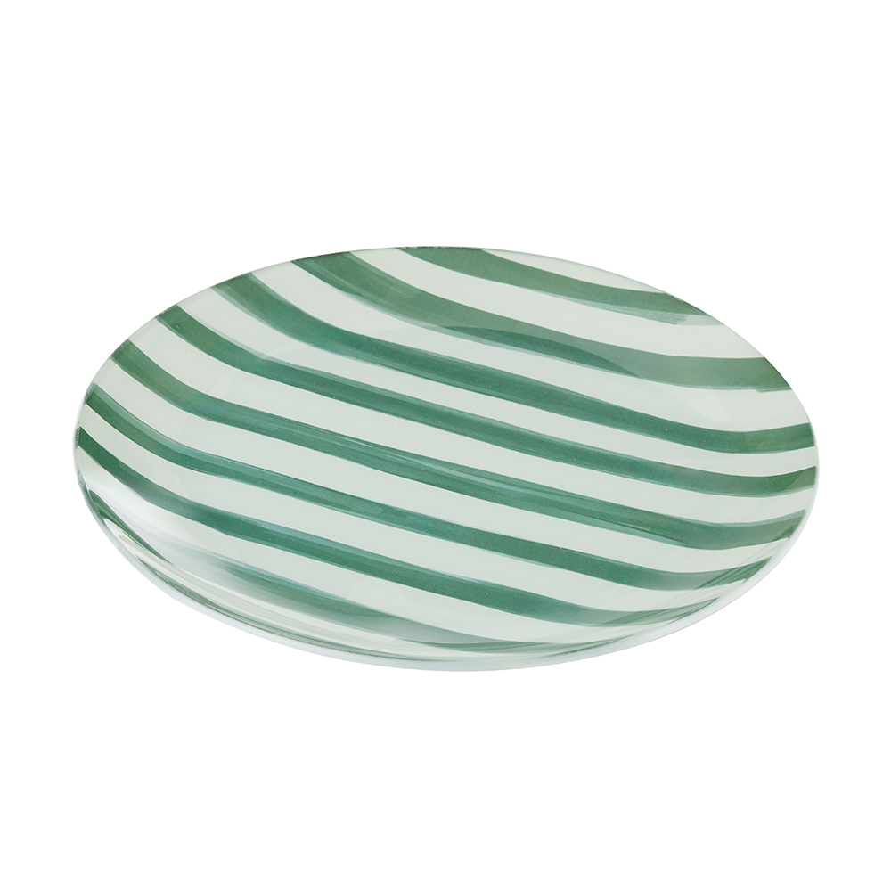 Emporium Large Lulu Glass Plate Green Stripe