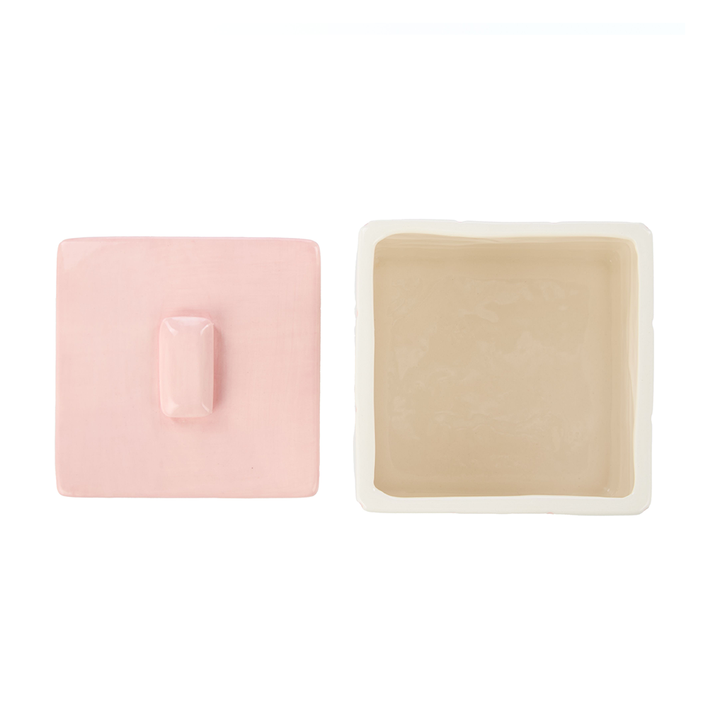 Emporium Lulu Ceramic Box Pink Grid Small