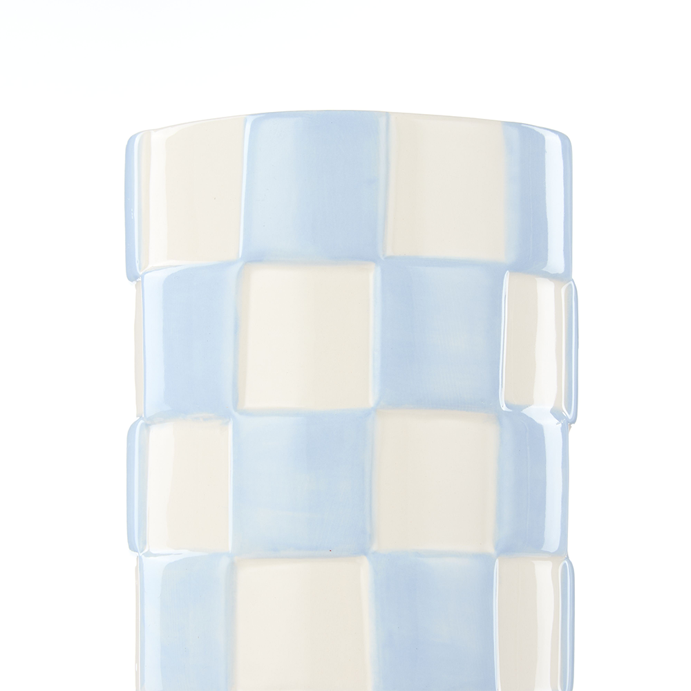 Emporium Lulu Ceramic Round Vase Blue Check Tall