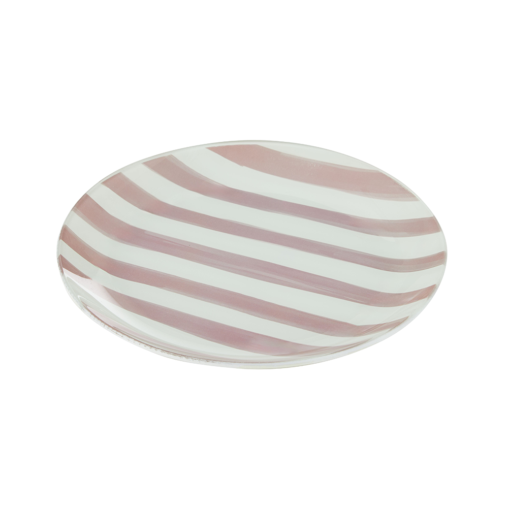Emporium Medium Lulu Glass Plate Pink Stripe