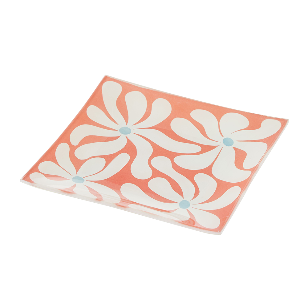 Emporium Small Lulu Glass Plate Red Flower