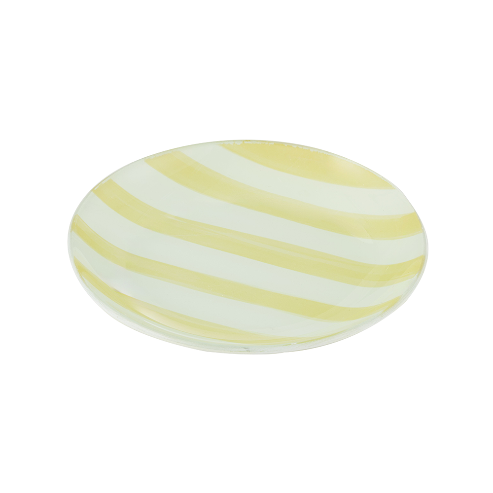 Emporium Small Lulu Glass Plate Yellow Stripe