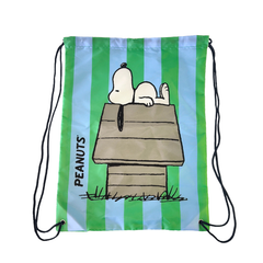 Engelite x Peanuts Drawstring Bag Green Blue Striped