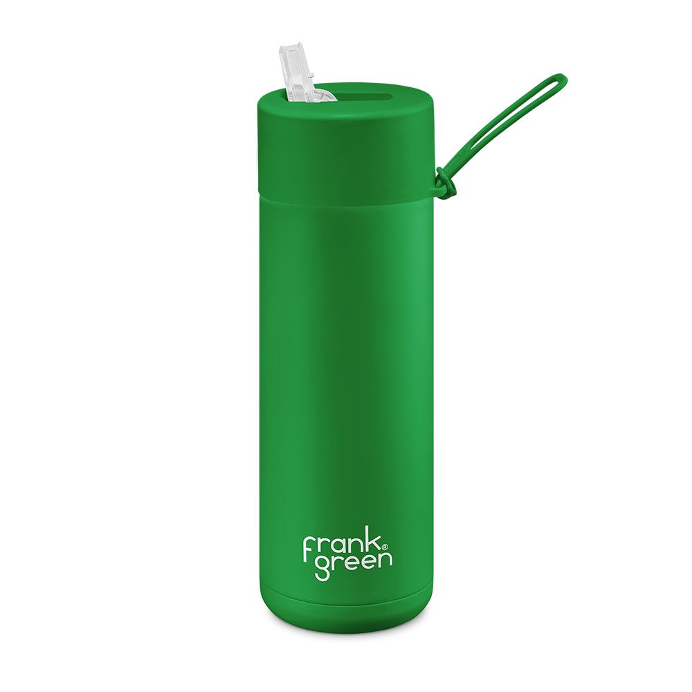 Frank Green Reusable Bottle with Straw Lid & Strap 20oz Evergreen