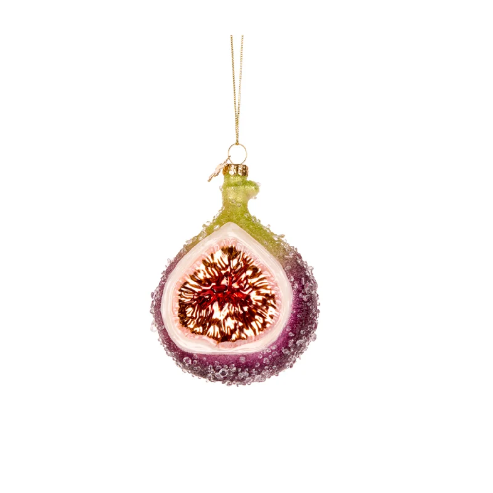 Holly & Ivy Glass Christmas Decoration Fig