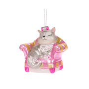 Holly & Ivy Glass Christmas Decoration Cozy Pearl Couch Cat