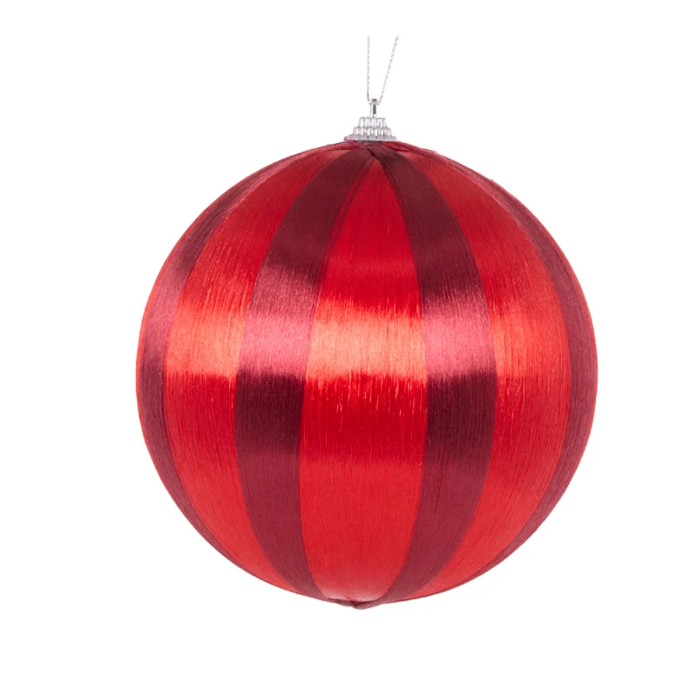 Holly & Ivy Large Silk Christmas Bauble Ruby Striped