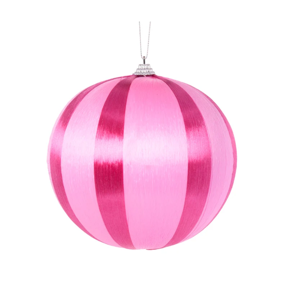 Holly & Ivy Large Silk Christmas Bauble Berry Striped