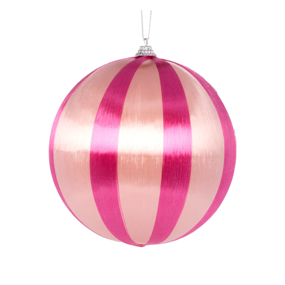 Holly & Ivy Large Silk Christmas Bauble Rose Striped