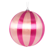 Holly & Ivy Large Silk Christmas Bauble Rose Striped