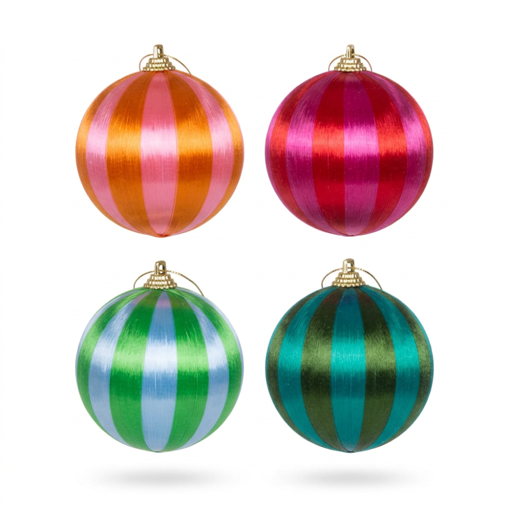 Holly & Ivy Christmas Silk Baubles Festive Joy Pack of 4