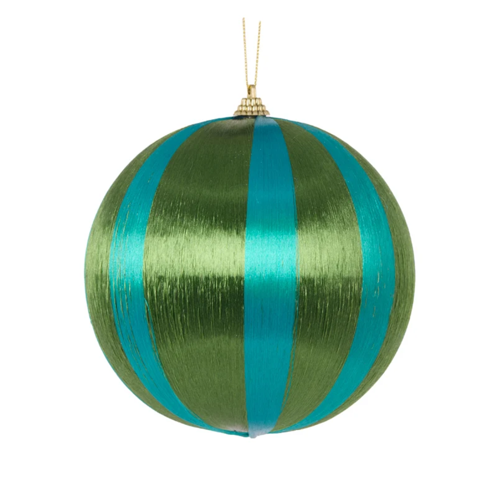 Holly & Ivy Large Silk Christmas Bauble Moss Striped