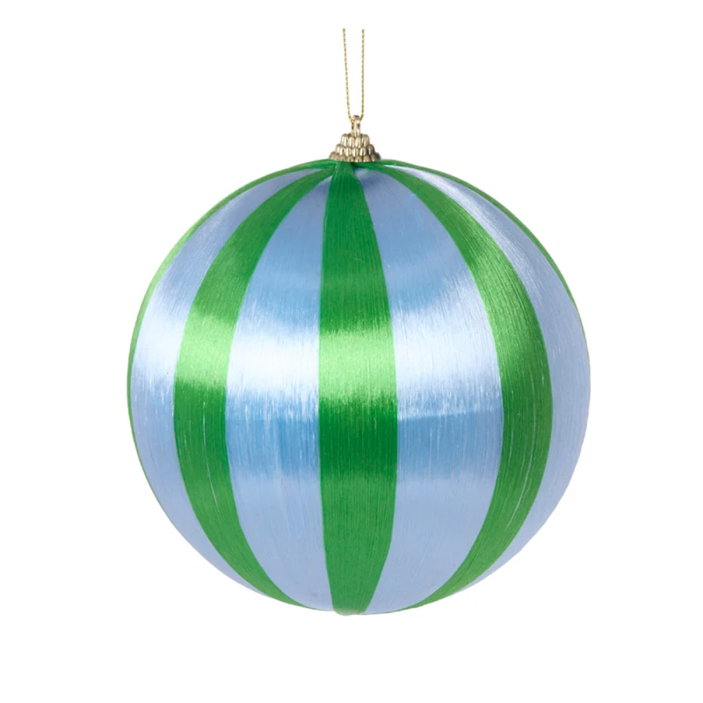 Holly & Ivy Large Silk Christmas Bauble Sky Striped