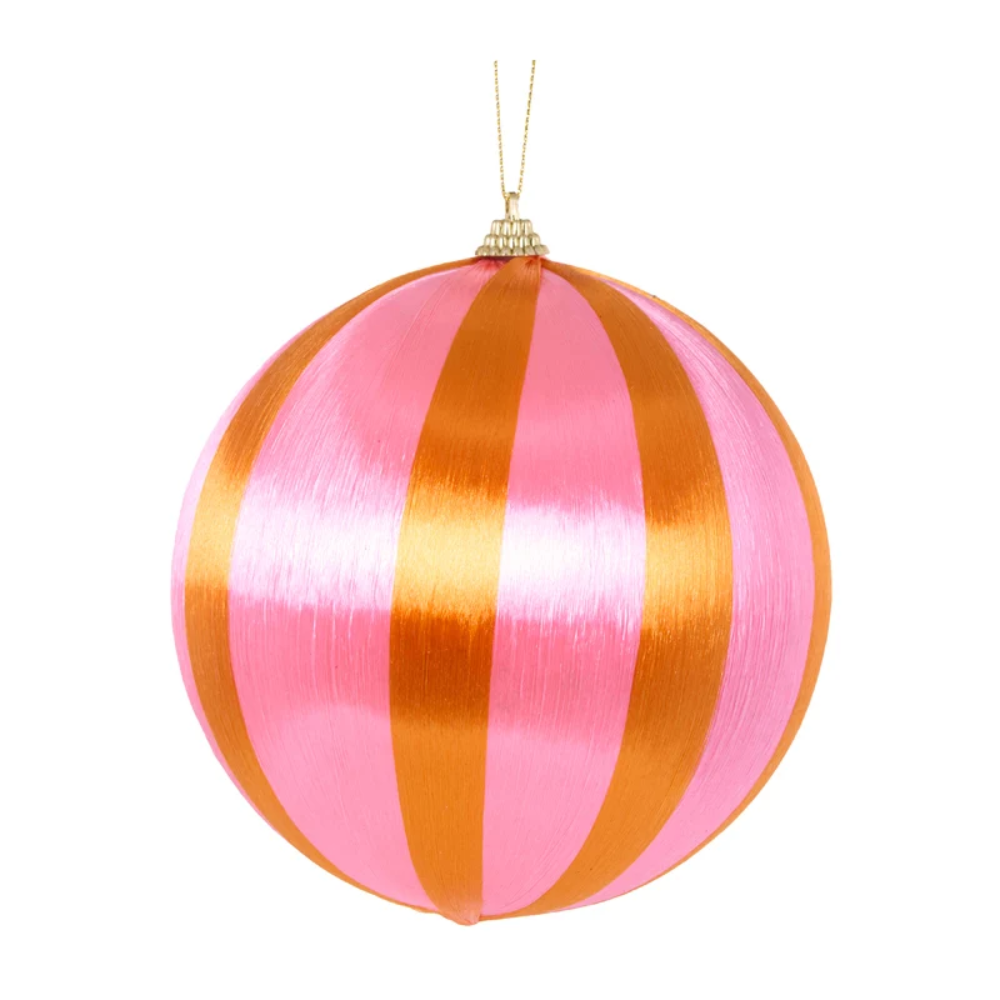 Holly & Ivy Large Silk Christmas Bauble Tangerine