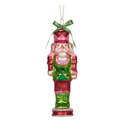 Holly & Ivy Glass Christmas Decoration Nutcracker Green Retro Joy