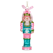Holly & Ivy Glass Christmas Decoration Nutcracker Pink Retro Joy