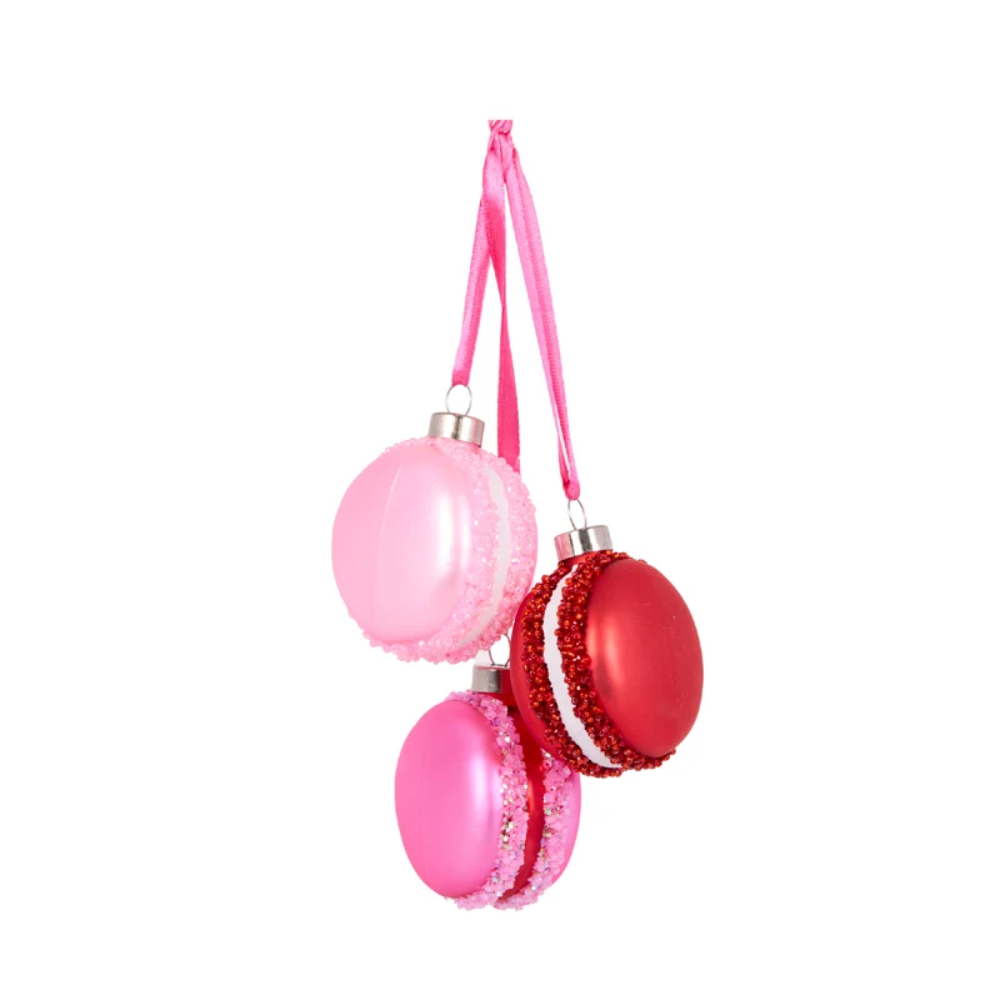 Holly & Ivy Glass Christmas Decoration Festive Macaron