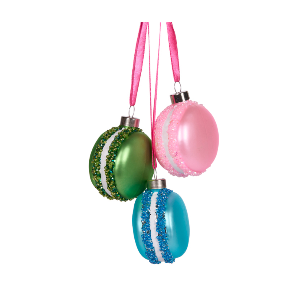 Holly & Ivy Glass Christmas Decoration Festive Macaron