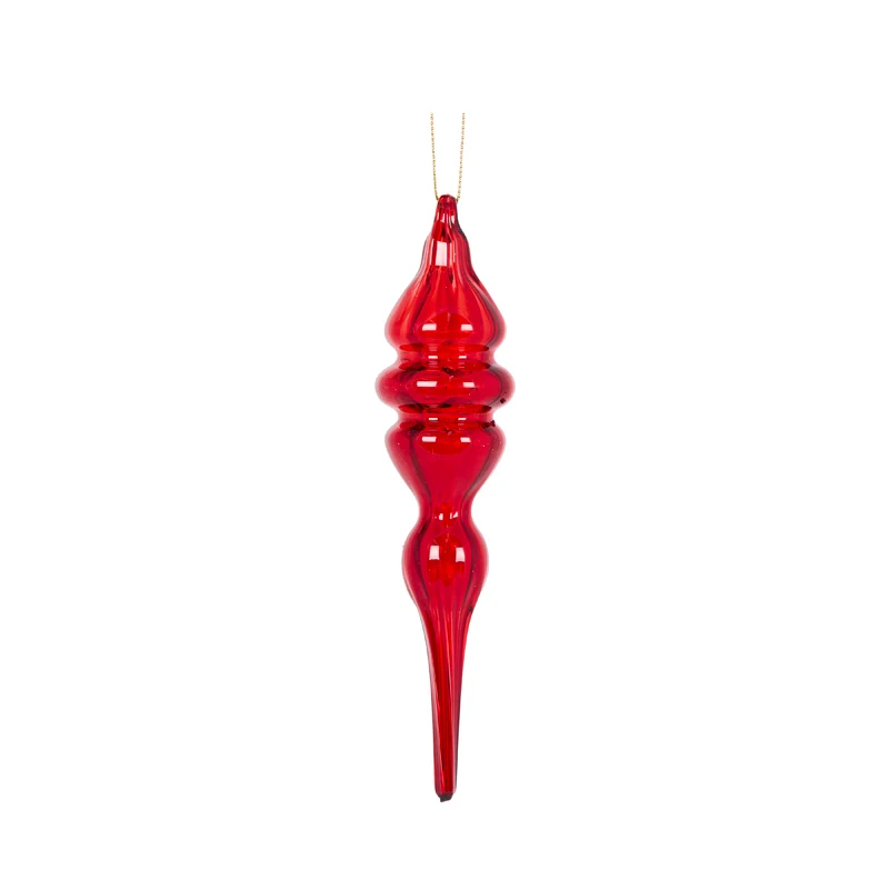 Holly & Ivy Glass Christmas Decoration Ruby Diamond Finial