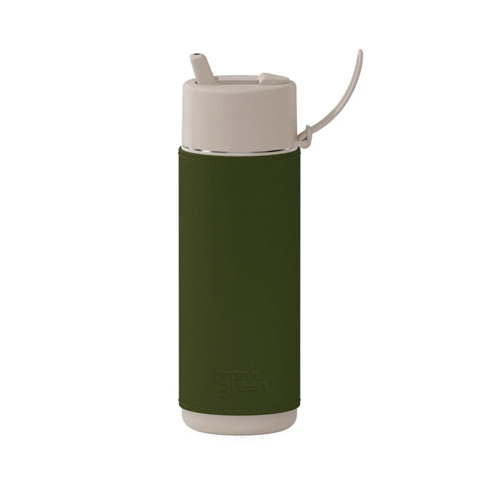 Frank Green Reusable Bottle 20oz Moon Dust with Khaki Sleeve