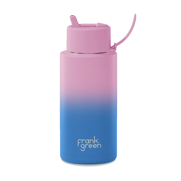 Frank Green Ceramic Reusable Bottle with Straw Lid & Strap 34oz Gradient Wild Orchid