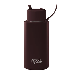 Frank Green Ceramic Reusable Bottle Flip Straw Lid 34oz Chocolate