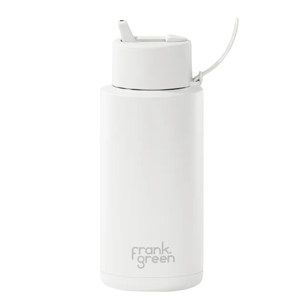 Frank Green Ceramic Reusable Bottle Flip Straw Lid 34oz Cloud