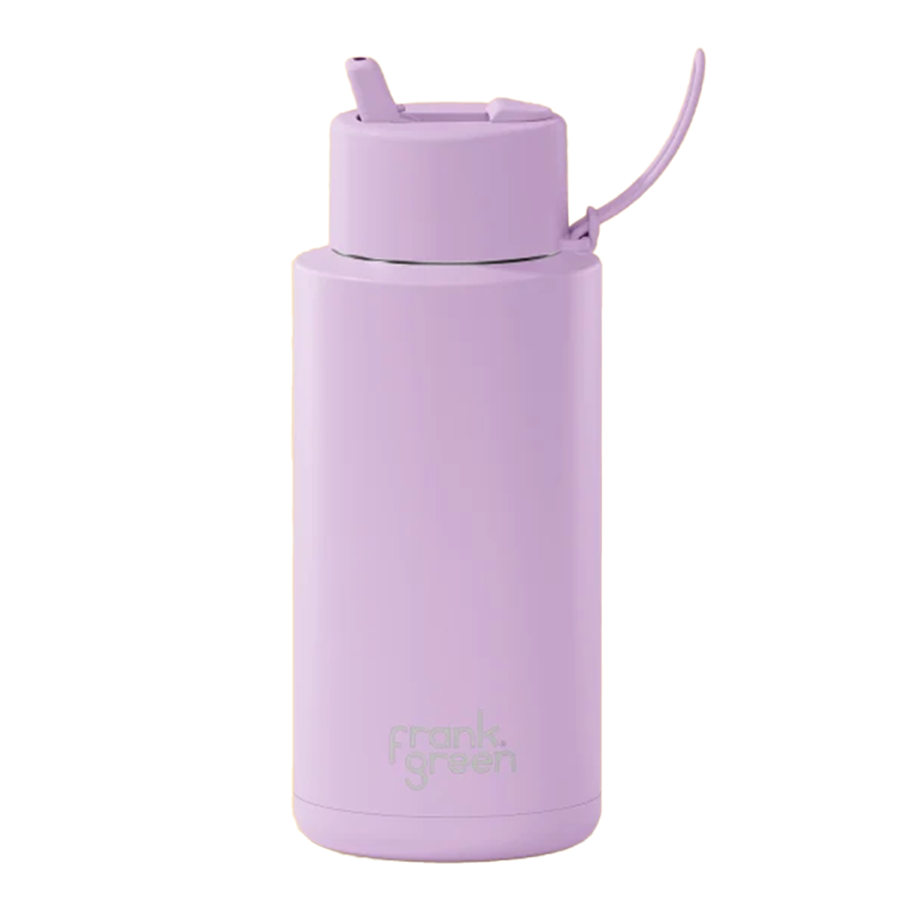 Frank Green Ceramic Reusable Bottle Flip Straw Lid 34oz Lilac Haze