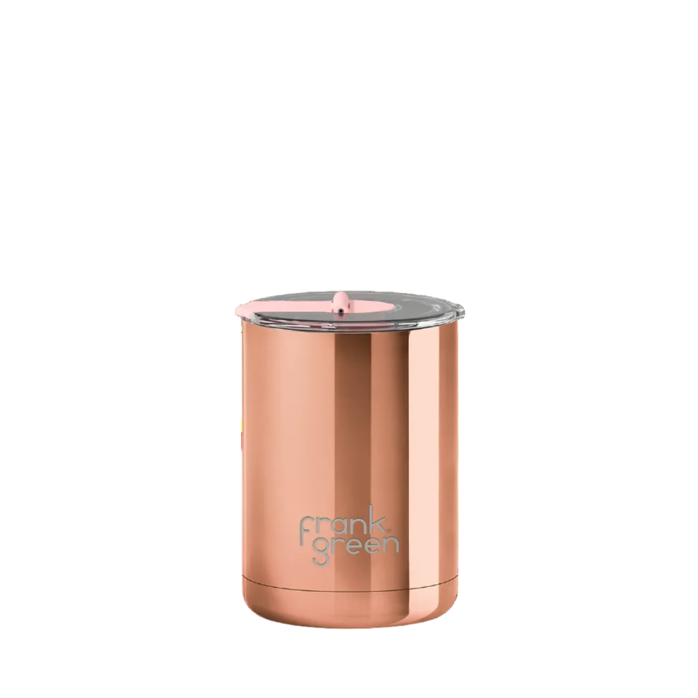 Frank Green Ceramic Coffee Cup with Hinged Screw Lid 12oz Rose Gold