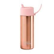 Frank Green Reusable Bottle Flip Straw 20oz Rose Gold Chrome Blushed