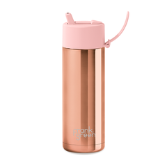 Frank Green Reusable Bottle Flip Straw 20oz Rose Gold Chrome Blushed