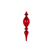 Holly & Ivy Glass Christmas Decoration Burgundy Transparent Drop Finial
