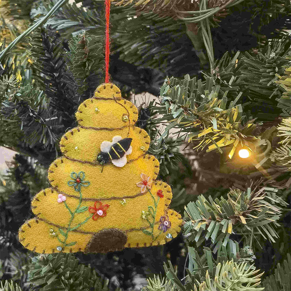 Fabric Stitched Christmas Decoration Beehive